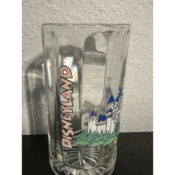 Vtg Disney Cinderella Castle Beveled Glass Mug Stein Barware Collectible 12oz - Picture 2 of 3